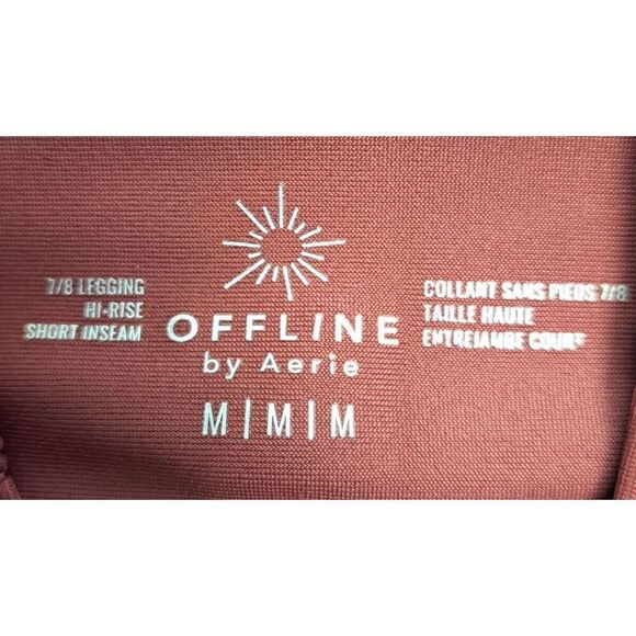 Offline by Aerie Women's Legging M 7/8 Burgundy High Rise Short Inseam - Picture 5 of 9